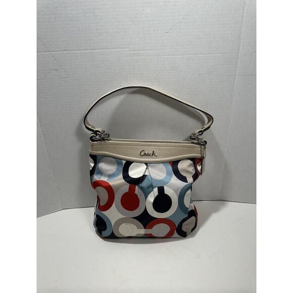 Coach Handbags - Coach Ashley Op Art‎ Satin Multi Print Handbag Purse C1376-F23930 Shoulder Bag